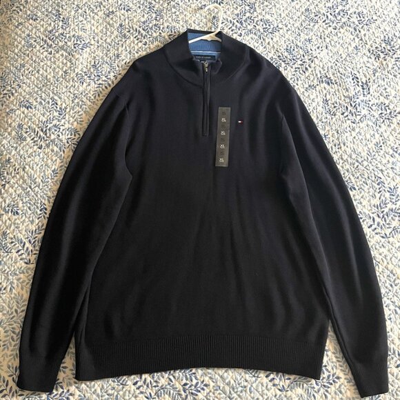 Tommy Hilfiger Quarter-Zip Men's XL Navy Sweater - Picture 1 of 2